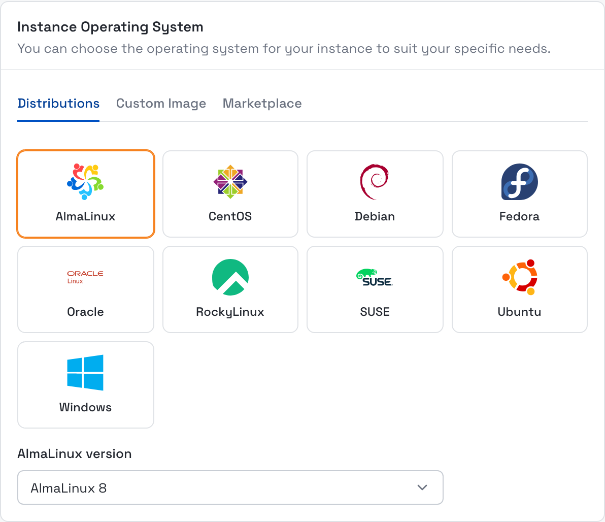 Choose the operating system