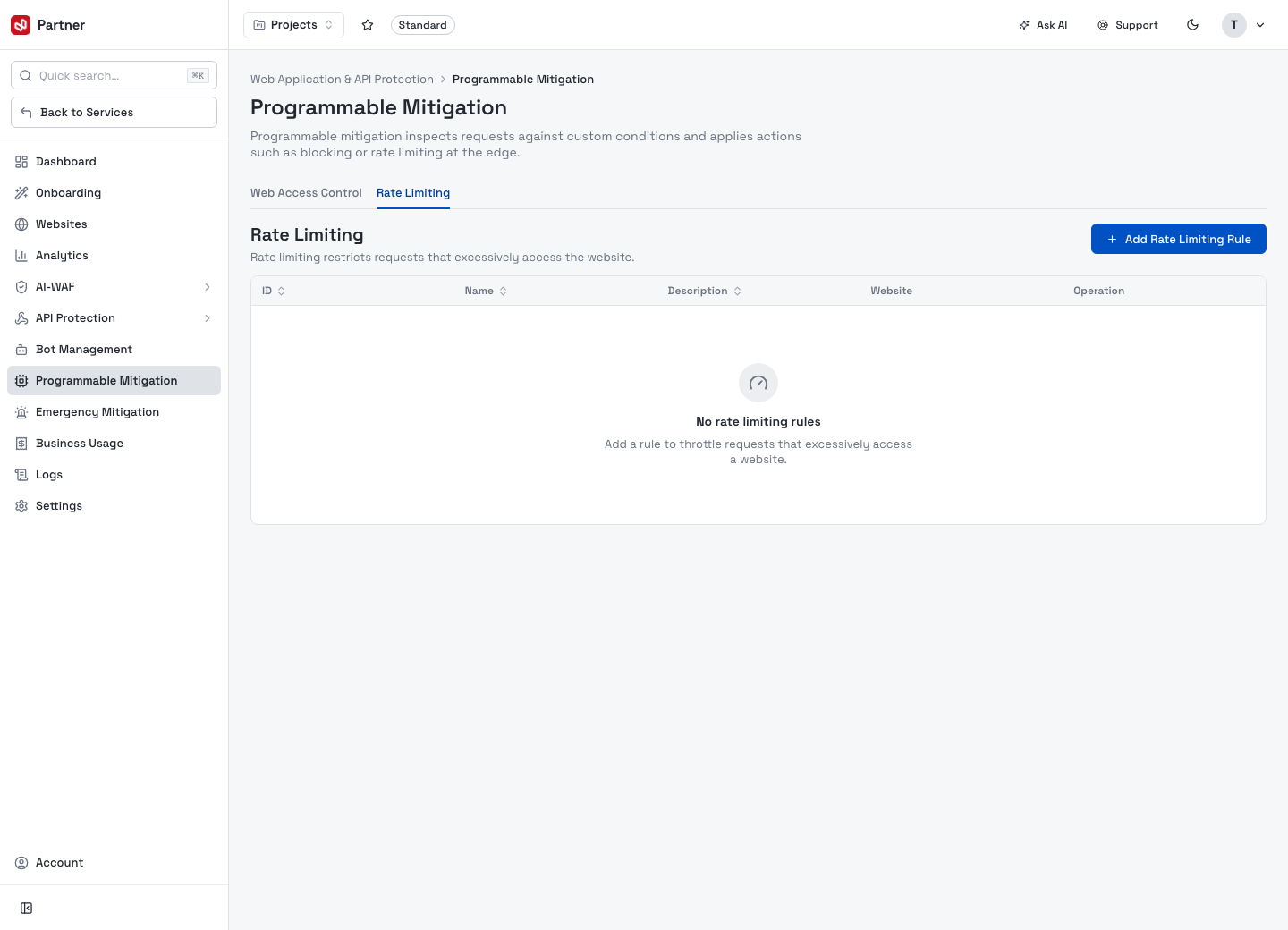 Programmable Mitigation — Rate Limiting