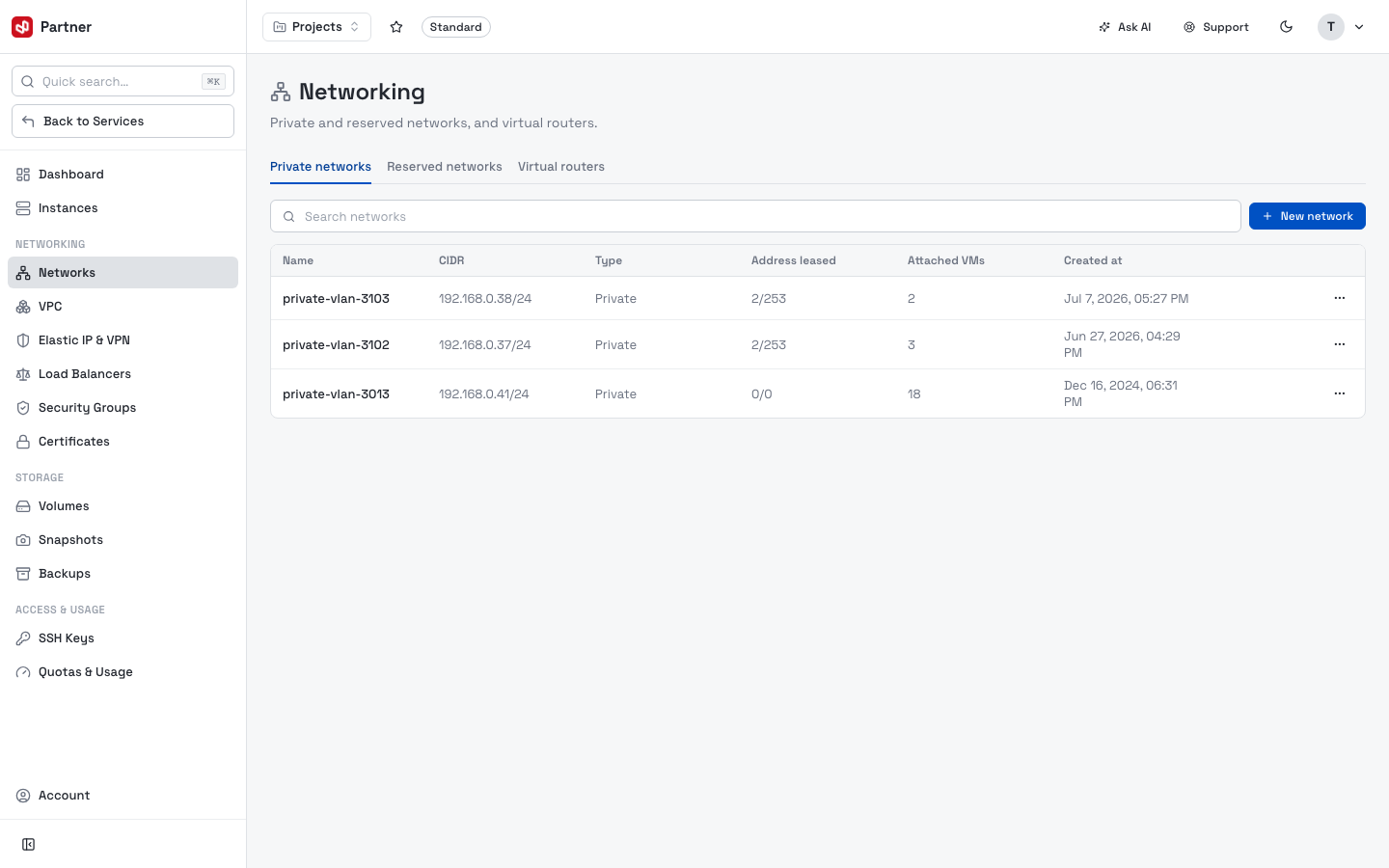 Networks — Private networks