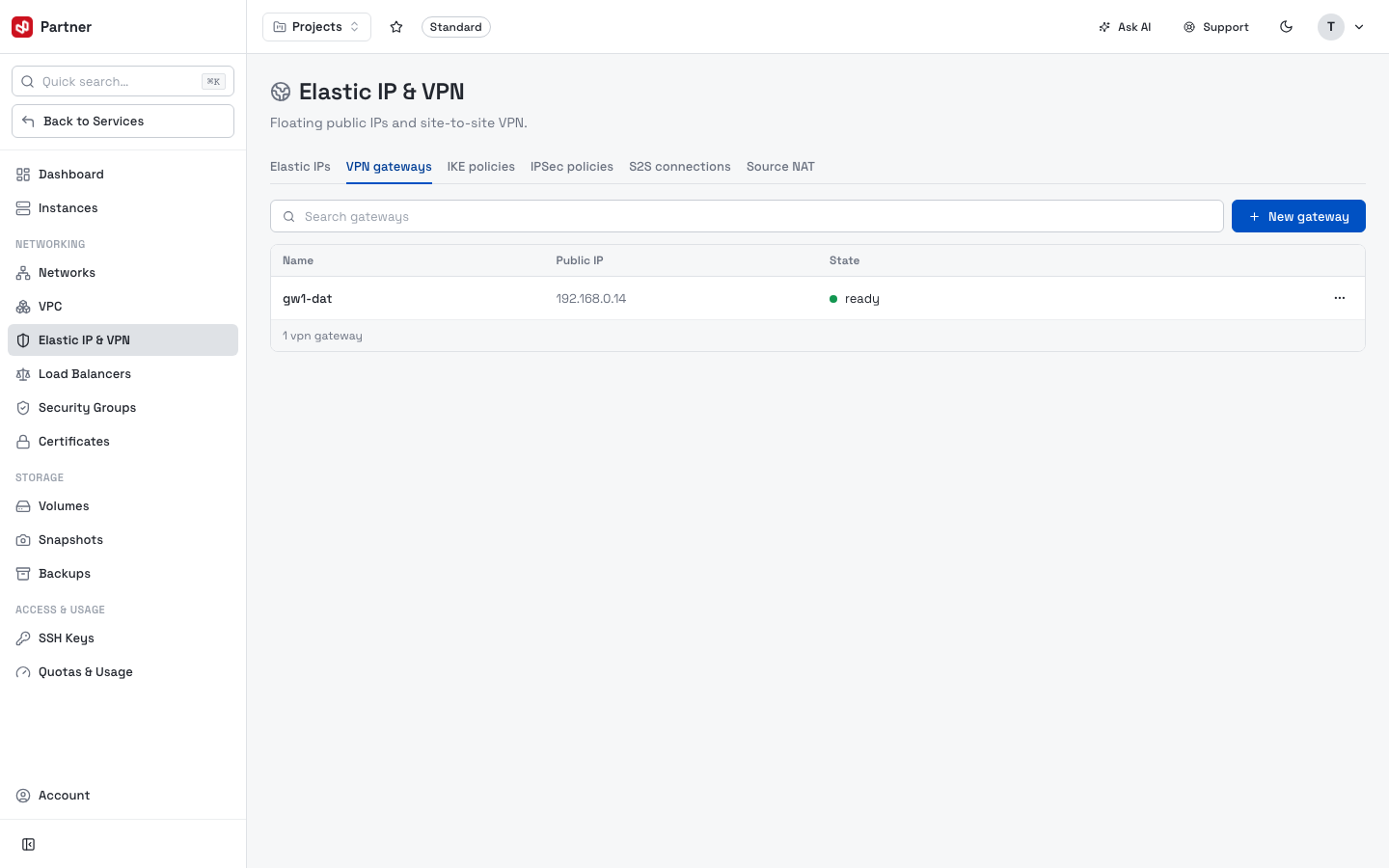 VPN gateways