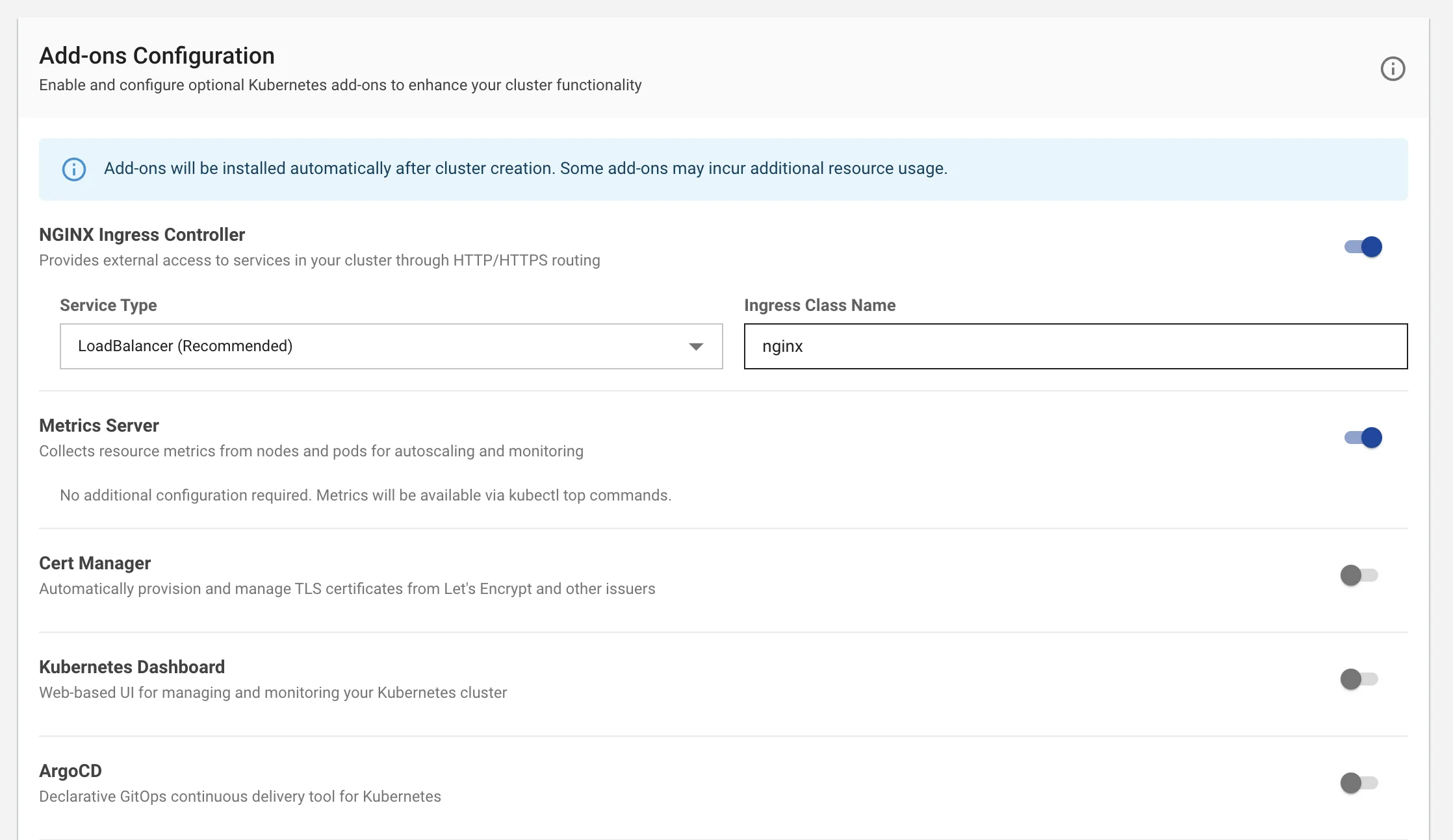 Add-ons Configuration