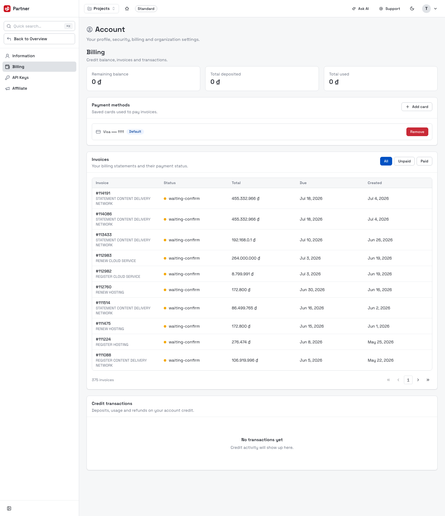 Account — Billing