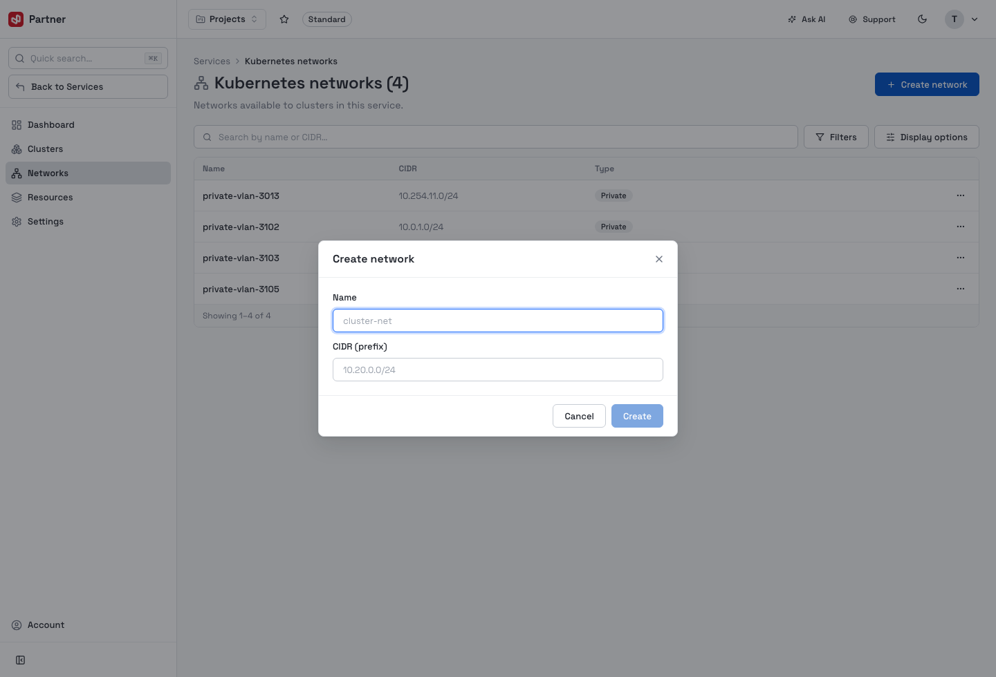 Create network