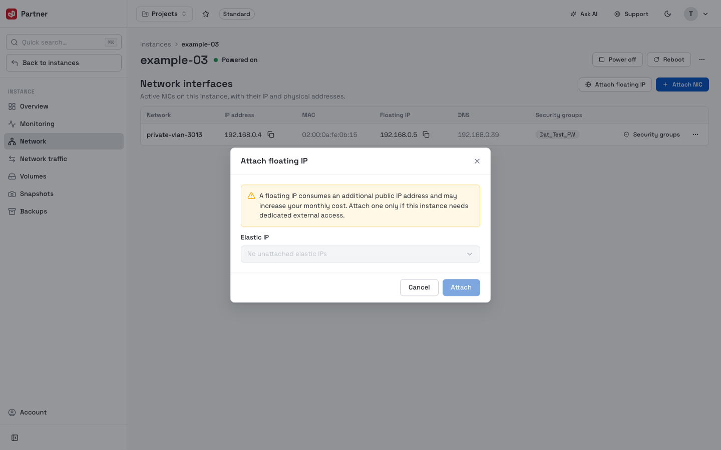 Attach floating IP