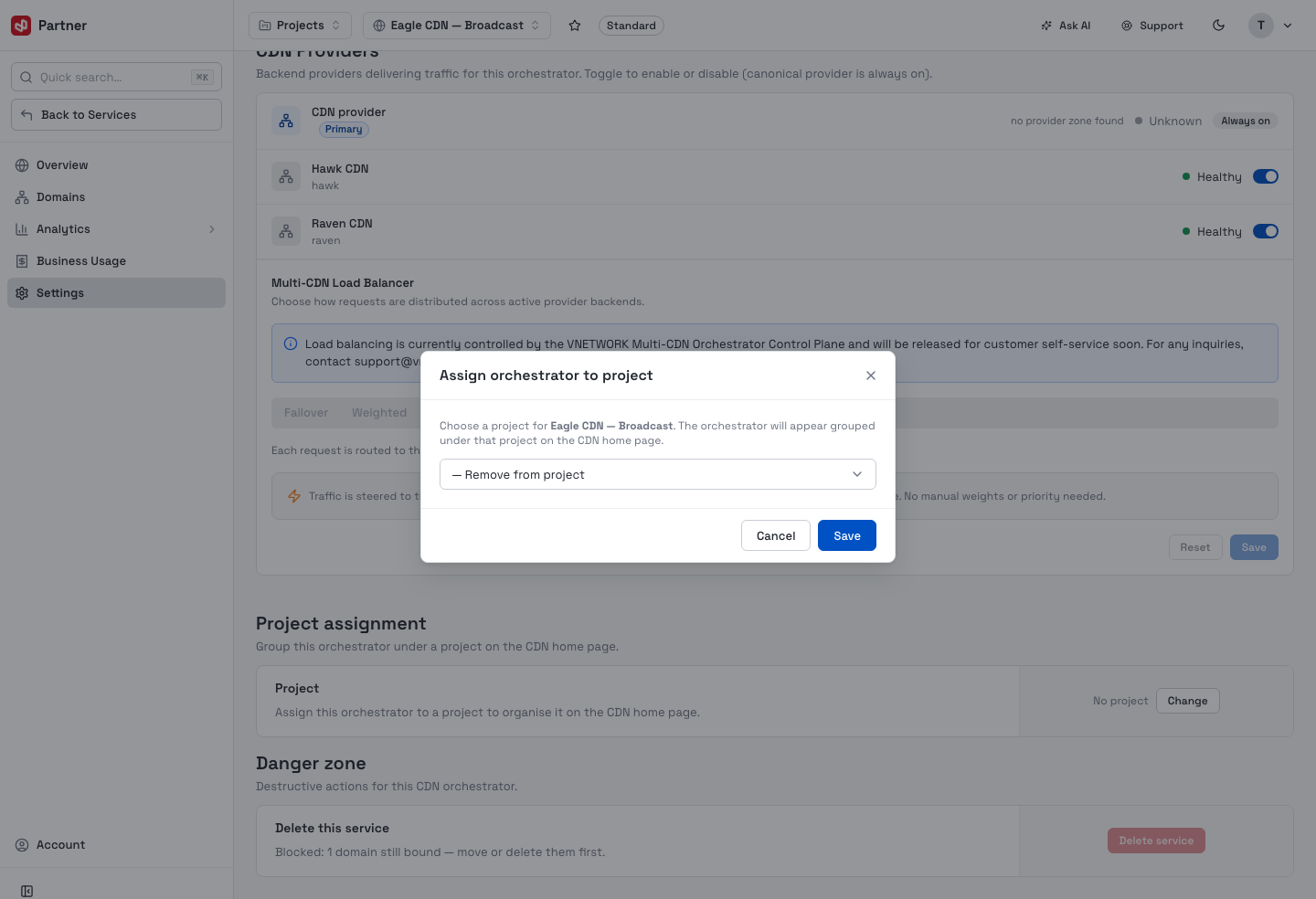 Assign orchestrator to a project