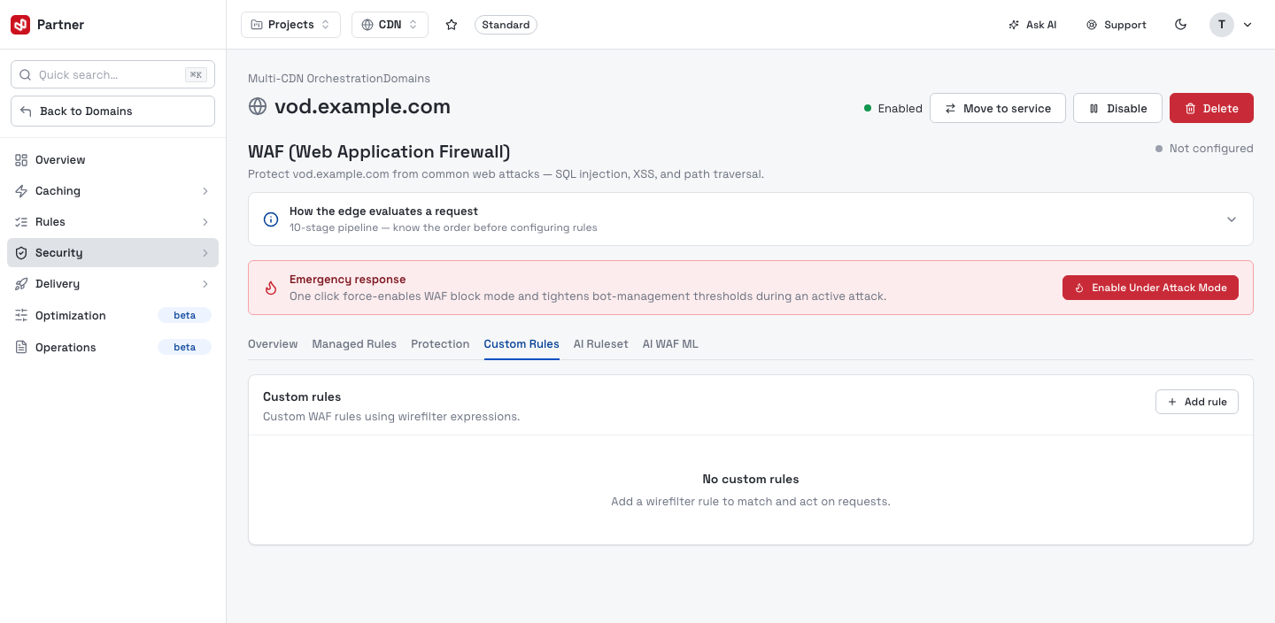 WAF custom rules