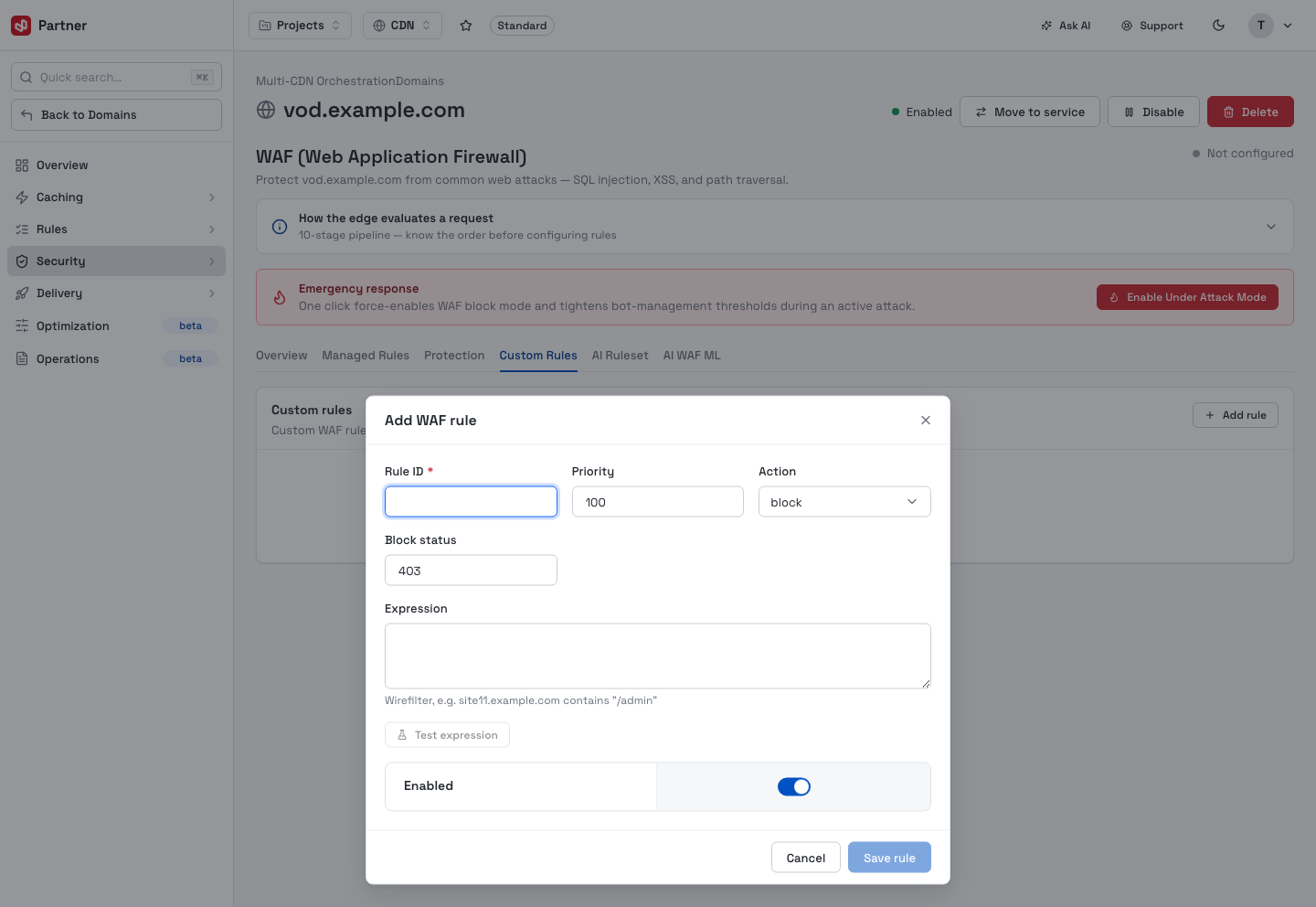 Add a custom WAF rule