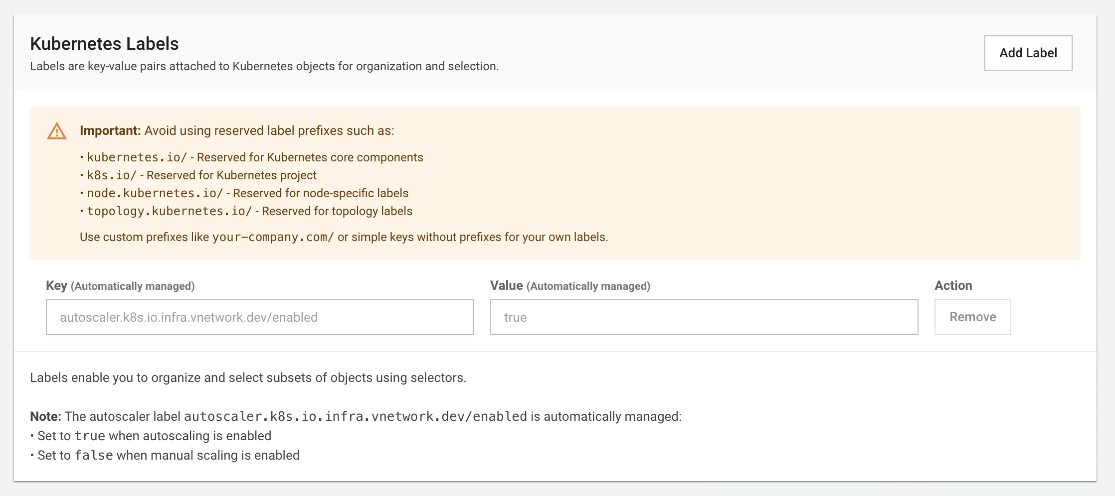 Kubernetes Labels Configuration